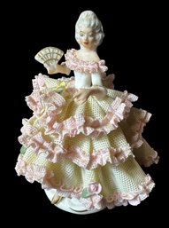 Dresden Porcelain Lace Dress Victorian Woman Figurine