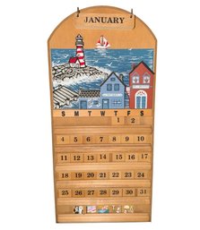 Nautical Hanging Wooden Yearly Calendar (K)