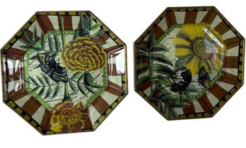 Passiflora Decorative Butterfly Hexagon Shaped Plate Pair (DR)
