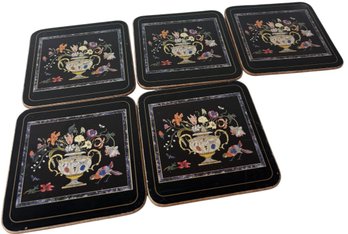 Pimpernel Black Floral Design Decorative Coasters 5pc (DR)