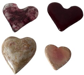 Glass & Stone Hearts 4 Pc