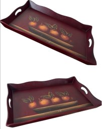 Hand Painted Wooden Farmhouse Serving Tray Pair (DR)