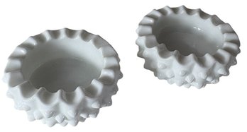 Fenton White Milk Glass Ash Trays Pair (DR)