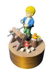 Anri Italian Music Box Log Cutting Boy Works!