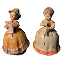 Thorens Swiss Music Box Pair Girls Playing Instruments