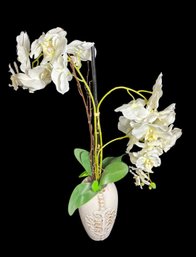 Glazed Ceramic Vase With Faux Flower