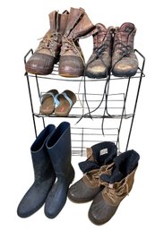 Five Pairs Of Mens Shoes On Metal Wire Shoe Rack (E)
