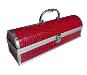 Red Faux Crocodile Leather Wine Bottle Holder (K)