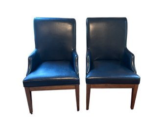 Penelope Deep Blue Leather Arm Chairs (RR)