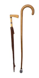 Walking Stick Pair, One With Knife Blade (D)