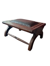 Solid Wood & Leather Footstool (RR)