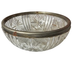 Italian Silver Rimmed Crystal Serving Bowl (D)