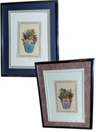 Original Signed & Framed Dried Floral Wall Art Pair (LR)
