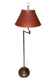 Red Toleware & Brass Standing Floor Lamp Works! (BR3)