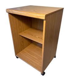 Rolling Wooden Two Tier Utility Storage Shelf (BR)