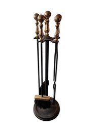 4 Piece Fireplace Set With Brass Handles (RR)
