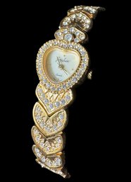 Jaclyn Smith Gold Tone Studded Ladies Watch Quartz Dial