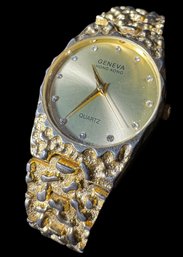 Geneva 18k Gold Plated Quartz Dial Ladies Wrist Watch
