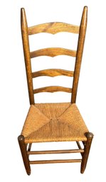 Antique Ladderback Chair With Woven Rush Seating (LR)