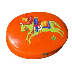 Persian Equestrian Hunting Orange Trinket Box