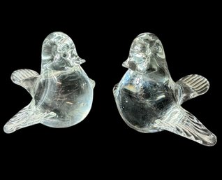 Clear Glass Bird Figurine Pair