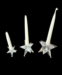Rosenthal Crystal 9 Point Star Candle Holders 3pc