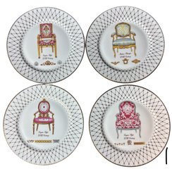 Email De Limoges French Chairs Porcelain Plate 4pc