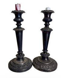 Silver Plated Ornate Candlestick Pair (LR)