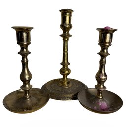 Brass Candlesticks 3pc (LR)