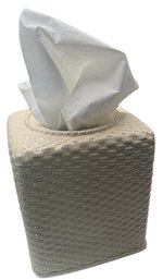 Ceramic Basket Weave Style Tissue Box Holder