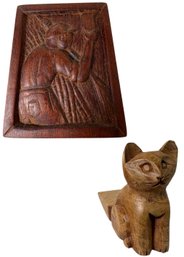 Barbados Carved Art And Wooden Cat Door Stopper (BR1)