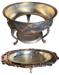 Old Silver Plated Clawfoot Chafing Dish & Bowl (B)