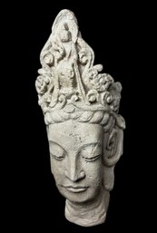 Large Guanyin Buddhist Head Signed Sculpture