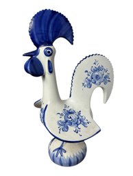 Large Portuguese Blue & White Rooster Sculpture (c)