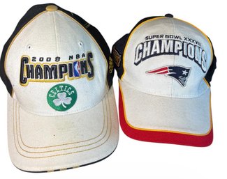 Celtics 2008 NBA & Patriots XXXVIII NFL Champions Hats 2pc