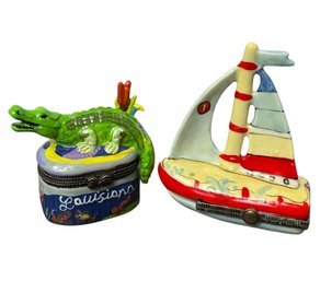Alligator & Sailboat Trinket Boxes (c)