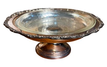 Crescent Ornate Scalloped Silver Plated Pedestal Serving Compote (B)