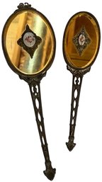 Old Ornate Vanity Hair Brush & Mirror Pair