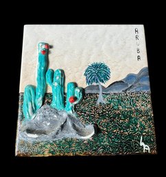 Aruba Landscape Mixed Media Original Signed Art Tile