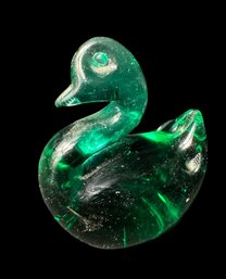 Green Swan Art Glass Figurine