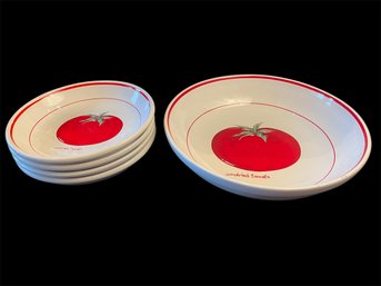 Over And Back Pasta Bowl Set Of 4 & Serving Bowl (DR)