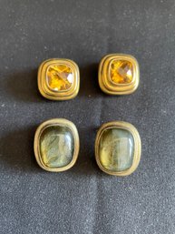 Sterling Clip On Earrings Two Pairs   (Dr)