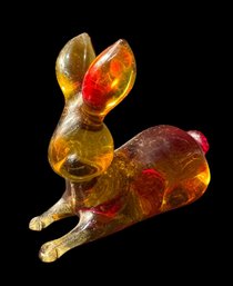 Amber Art Glass Bunny Rabbit Figurine