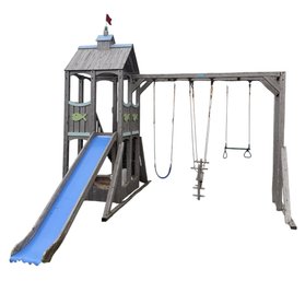 CedarWorks Large Outdoor Nautical Slide & Swing Set (Y)