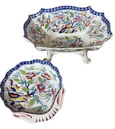Oriental Decorative Floral Serving Dishes 2pc (K)