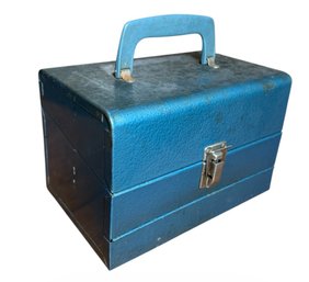 8mm Home Movie Reel Vintage Blue Metal Storage Box (B)