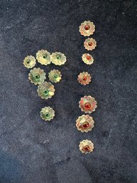 Swarovski Crystal Daisies Green And Red 14