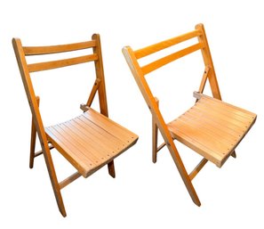 MCM Yugoslavian Folding Slat Chair Pair