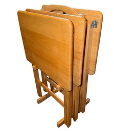 MCM Dolphin Teakwood Folding Tables & Stand