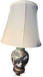 Japanese Crane Painted Ceramic Ginger Jar Table Lamp (lr)